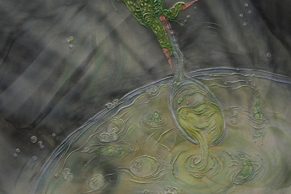 Detail of the pool and the curling reflection below the creature